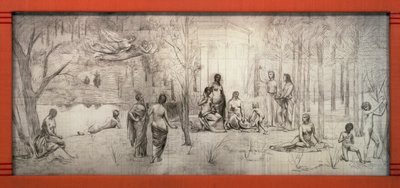 Secesní rám pro kresbu Pierra Puvise de Chavannes (1824-1898), Gustave Serrurier-Bovy (1858-1910), Francie od Gustave Serrurier Bovy
