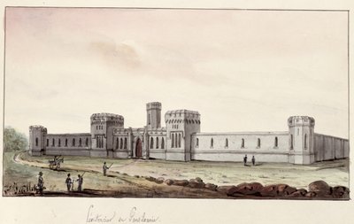 Vězeňská věznice v Pensylvánii, 1831 (pero a inkoust a wc na papíře) od Gustave de Beaumont