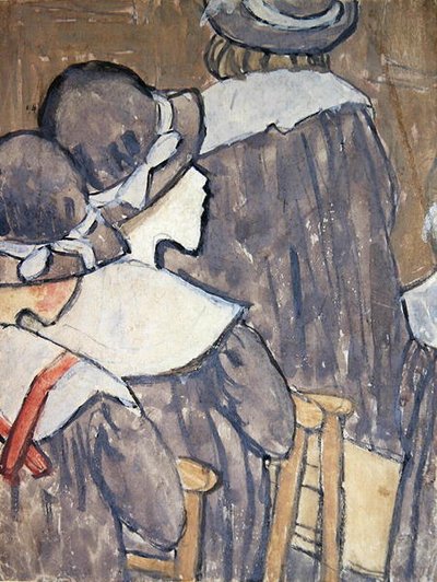 Děti v kostele (barva těla přes stopy tužky na papíře) (viz také 130312, 281886) od Gwen John