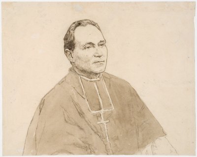 Portrét kardinála (uhel a akvarel na papíře) od Gwen John