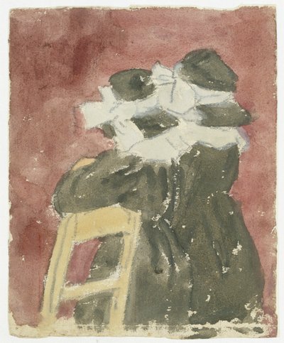Dvě dívky stojící v kostele (tužka s akvarelem na papíře) od Gwen John