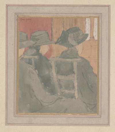 Žena a sirotek v kostele (uhl a akvarel na papíře) od Gwen John