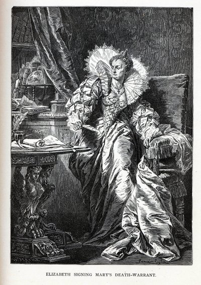 Elizabeth podepisuje Marys rozsudek smrti, 1882 od Gyula Benczúr