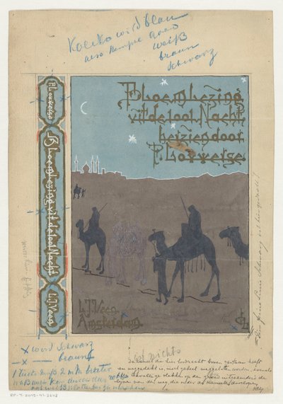 Návrh kapely pro: Pieter Louwerse, Antologie z tisíce a jedné noci, 1910 od H.C. Louwerse (signed by artist)