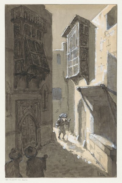 Muž se smečkou na ulici od H.C. Louwerse (signed by artist)