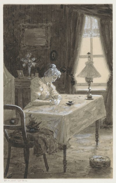 Mimi píše dopis od H.C. Louwerse (signed by artist)