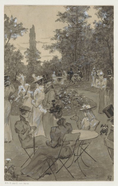 Rekreační lidé v parku od H.C. Louwerse (signed by artist)