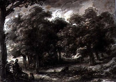 Zalesněná krajina, s postavami od H.F. 1751 1812 Aylesford