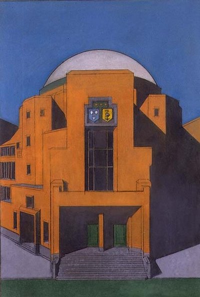 Plán vstupu do Gemeentemuseum, Haag (pastel) od H.P. Berlage