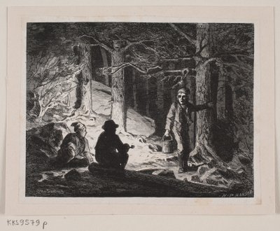 Ilustrace pro "Letní noc v Krogskoven" od H.P. Hansen