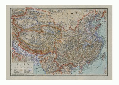 Mapa Číny, c1910 od HW Cribb