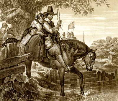 Charles II v přestrojení pomáhal v jeho útěku Jane Lane, 1651, 19. století. od H. Bourne