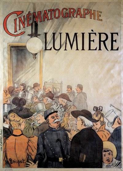 Plakát pro kameramana bratří Lumiere ve velké kavárně v prosinci 1895 (ilustrace) od H. Brispot