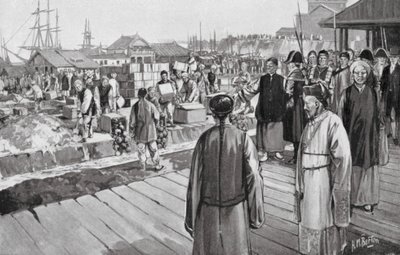 Komisař Lin zničí tisíce truhel s opiem (litografie) od H. M. (after) Burton