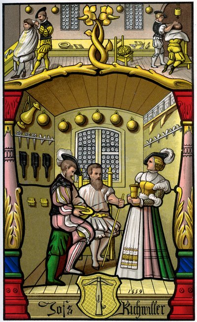 Holič a parukář, 16. století 1849. od H. Moulin