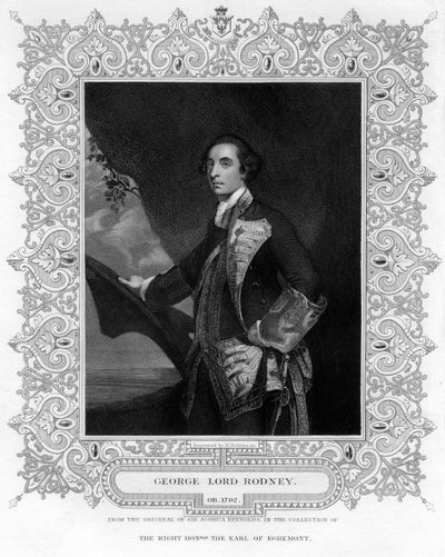 Admirál George Brydges Rodney 1719-1792, 1. baron Rodney, 19. století. od H. Robinson