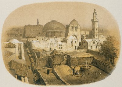 Kostel Božího hrobu v Jeruzalémě. Lept Stelzner - Steinkopk J.F. Editore od H. Stelzner