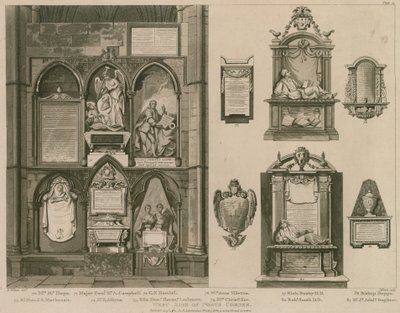 Západní strana Poets Corner, Westminster Abbey, Londýn od H. Villiers