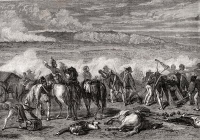Bitva u Jemappes, 6. listopadu 1792, vyryl Alexandre Hurel od H. de la Charlerie
