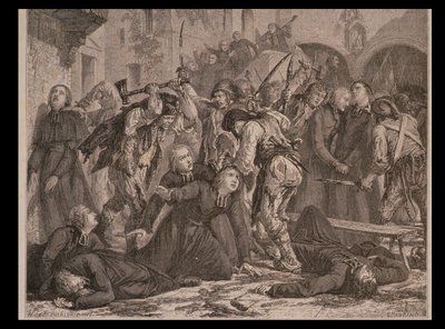 Masakr kněží v září 1792, vyryl Charles Maurand od H. de la Charlerie
