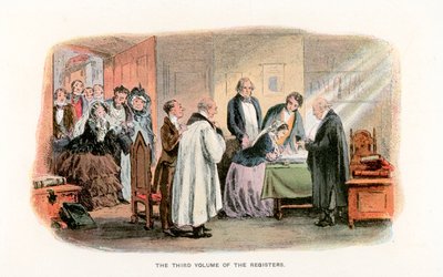 Ilustrace k filmu Malá Dorritka (barevná litografie) od Hablot Knight (1815-92) (after) Browne