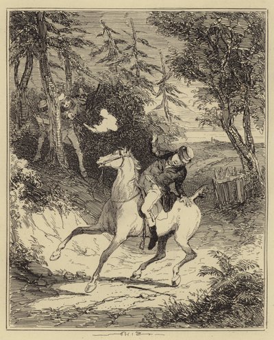 Luddité střílejí pana Horsfall (gravírování) od Hablot Knight (1815-92) (after) Browne