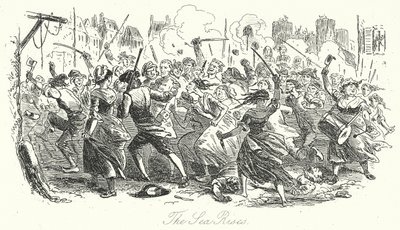 Moře se zvedá (rytina) od Hablot Knight (1815-92) (after) Browne