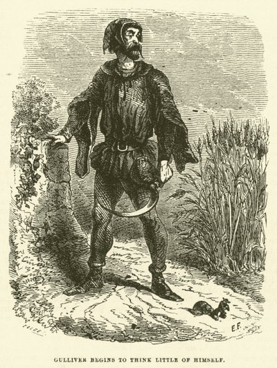 Gulliver o sobě začíná myslet málo (rytina) od after Hablot Knight Browne