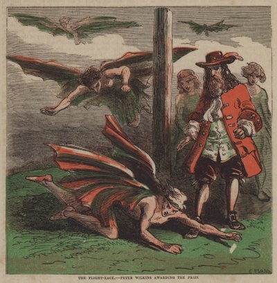 Letecký závod, Peter Wilkins udělující cenu (barevné lito) od after Hablot Knight Browne