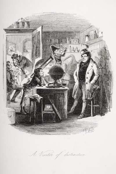 Pozoruhodný návštěvník, ilustrace z „Dombey and Son“ od Charlese Dickense (1812-70) poprvé publikována v roce 1848 (litho) od Hablot Knight Browne