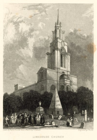 Kostel v Limehouse; kostel svaté Anny, Limehouse, Londýn od Hablot Knight Browne