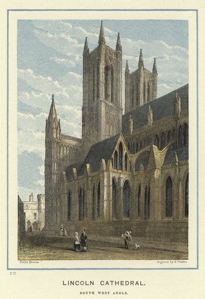 Lincolnská katedrála, jihozápadní úhel od Hablot Knight Browne