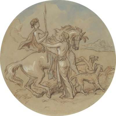 Jeden z osmnácti návrhů pro sérii desek ilustrujících Venuši a Adonise od Hablot Knight Browne