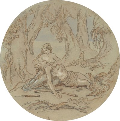 Jeden z osmnácti návrhů pro sérii desek ilustrujících Venuši a Adonise od Hablot Knight Browne