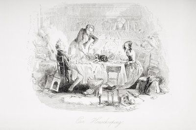 Naše hospodaření, ilustrace z knihy "David Copperfield" od Charlese Dickense (1812-70), poprvé vydáno 1850 od Hablot Knight Browne
