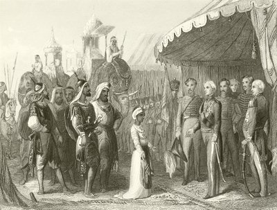 Předání Maharajah Dhuleep Singh siru Henrymu Hardingeovi od Hablot Knight Browne
