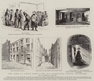 Domov Little Dorrit, věznice Old Marshalsea, Southwark od Hablot Knight Browne