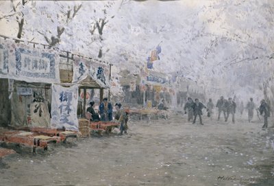 Cherry Blossom Festival, cca 1903 (akvarel na špinavě bílém papíře) od Hachir Nakagawa