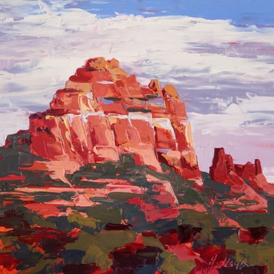 Velbloudí skála, pozdní odpoledne, Sedona, asi 2022 (olej na desce) od Hadley Rampton