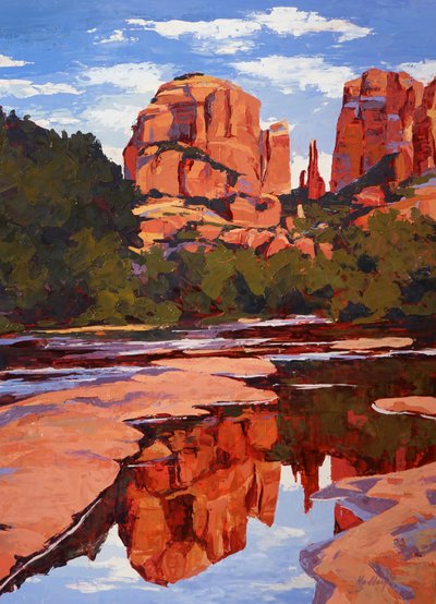 Odraz, Sedona, asi 2024 (olej na desce) od Hadley Rampton