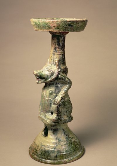 Raně čínská keramická lampa, hrobový artefakt, dynastie Chan, 25-220 n. l. (keramika) od Han Dynasty Chinese School