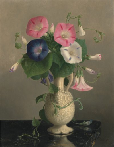 Váza s jitřenkami, b.d. (olej na dřevě) od Hannah Brown Skeele