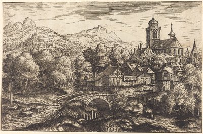 Horská krajina s vesnicí od Hanns Lautensack