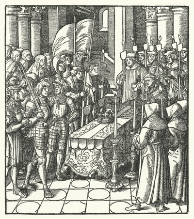 Francouzský král Ludvík XII. vedle rakve svého předchůdce krále Karla VIII od Hans (after) Burgkmair
