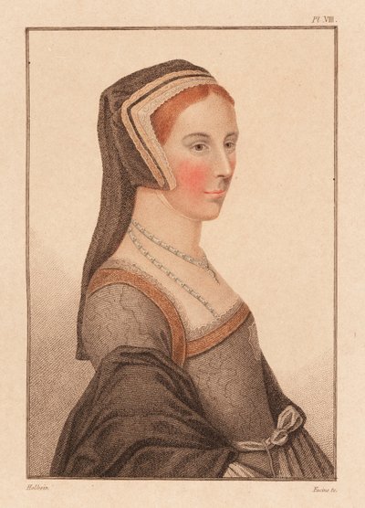 Anne Cresacre, 15 let, svěřenec sira Thomase More., 1812 (rytina) od Hans (after) Holbein the Younger