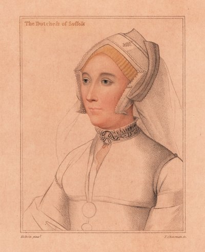 Catherine Brandon, vévodkyně ze Suffolku., 1812 (rytina) od Hans (after) Holbein the Younger