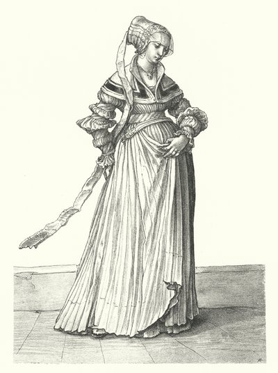 Kostým ženy z Basileje (rytina) od Hans (after) Holbein the Younger