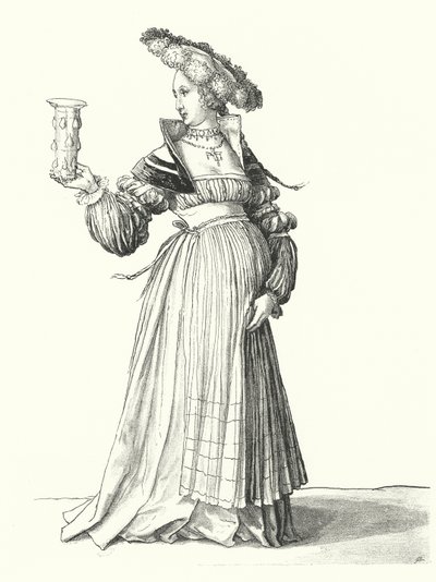 Kostým ženy z Basileje (rytina) od Hans (after) Holbein the Younger