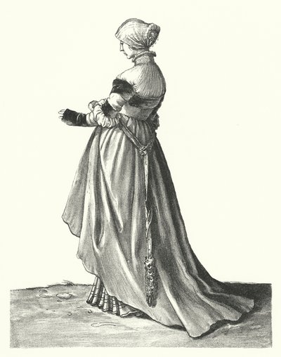 Kostým ženy z Basileje (rytina) od Hans (after) Holbein the Younger