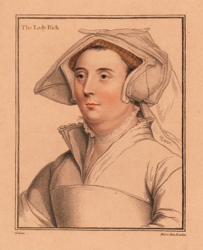 Elizabeth Jenkes, Lady Rich, manželka sira Richarda Rich., 1812 (rytina) od Hans (after) Holbein the Younger